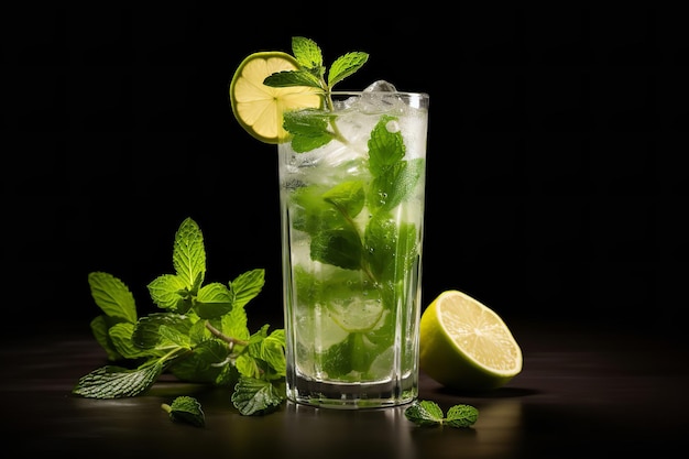 Refreshing Mojito in a Tall Glass with Straw