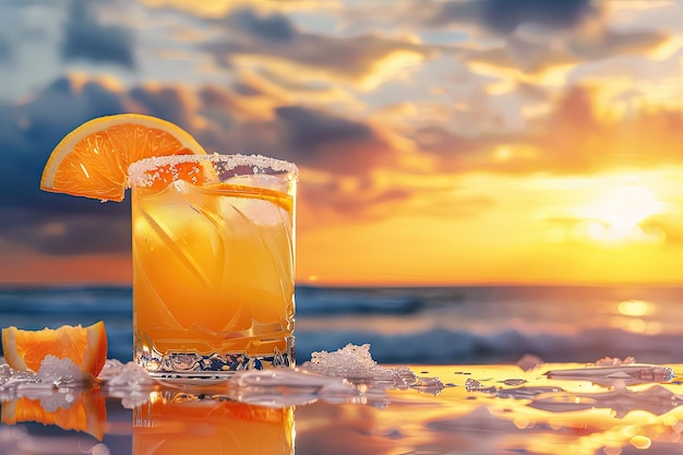 Refreshing Orange Margarita with Salt on the Rim