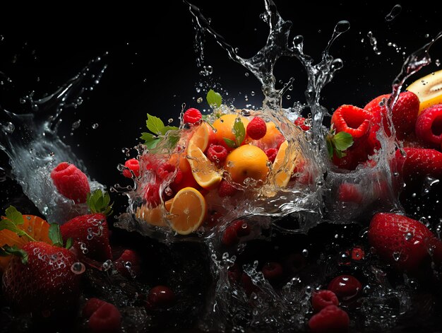 Refreshing splash of fruit and citrus Generative AI