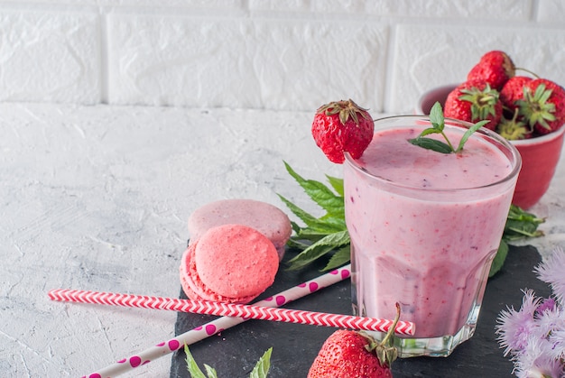 Refreshing strawberry and blueberry smoothies