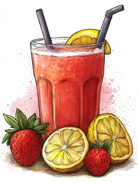 Refreshing Strawberry and Lemonade Drink