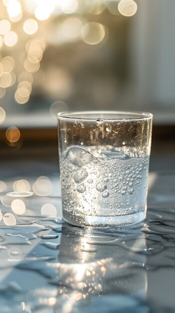 Refreshing Stream of Crystal Clear Water Pouring into a Glass