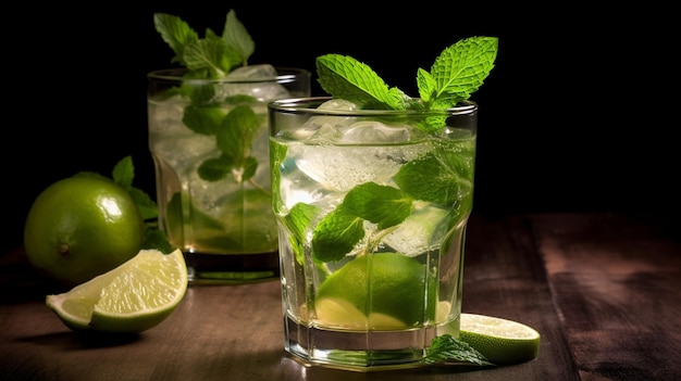 Refreshing summer cocktail mojito Generative AI image