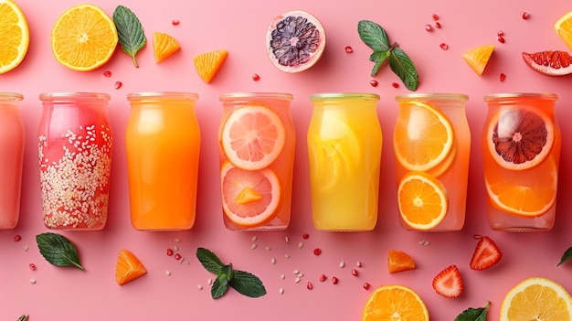 Refreshing Summer Drinks with Citrus and Fruit Decorations