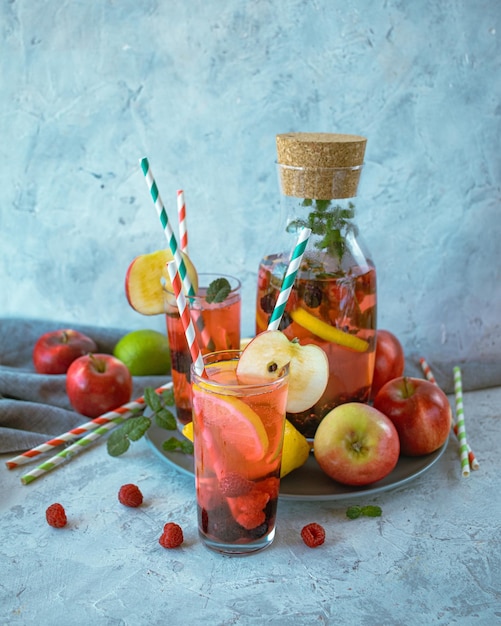 Refreshing summer sangria with berries apples and lemon a detox drink