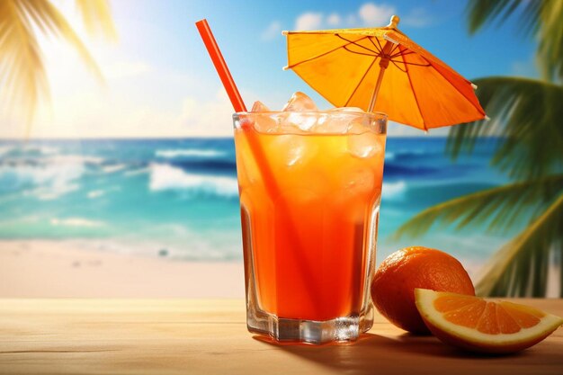 Refreshing Tropical Drink with Umbrella