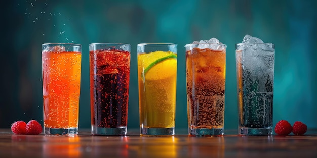 Photo refreshing variety assorted soft drinks collection