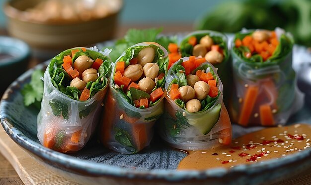 Photo refreshing vegan summer rolls