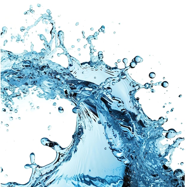 Refreshing water splash vibrant waves on white background fresh water splash background