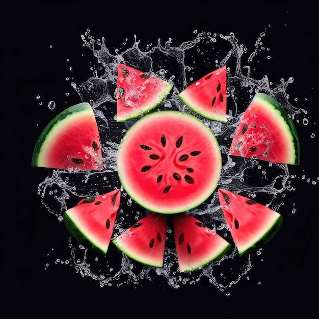 Refreshing Watermelon Cascade in CloseUp Generative AI