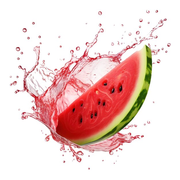 Refreshing watermelon juice splash vibrant waves on white background fruit juice background