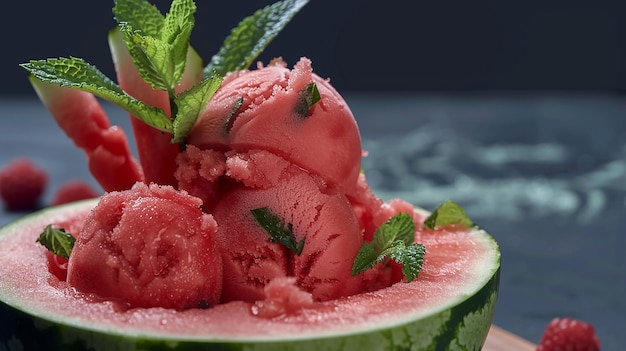 Photo a refreshing watermelon sorbet served