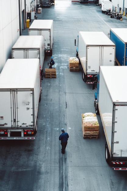 Photo refrigerated trucks await loading