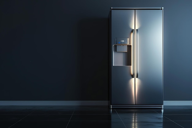 Refrigerator in the dark interior Ai Generated