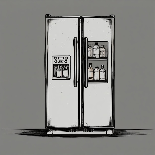 Refrigerator vector design band drawn illustration Vector air fruit conditioner with air isolated