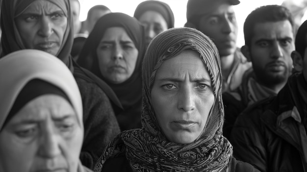 Refugees waiting for transportation capturing the uncertainty and patience required during the resettlement process