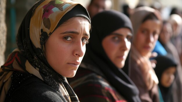 Refugees waiting for transportation capturing the uncertainty and patience required during the resettlement process