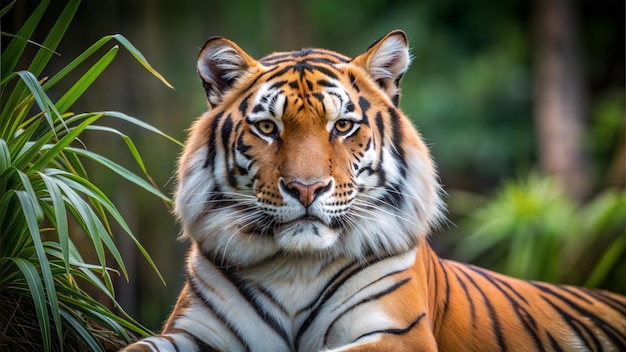 Regal amur tiger on the background of nature banner on the theme of protection