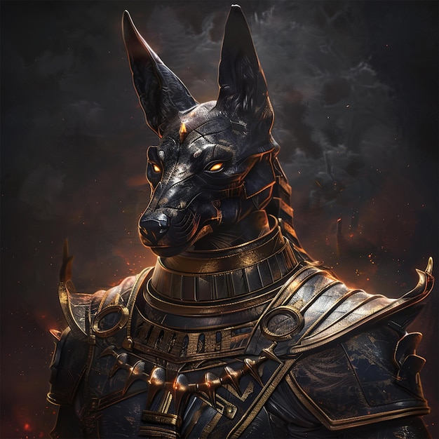 Regal Anubis Warrior in Ancient Egyptian Attire