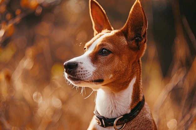 A regal Basenji dog in a closeup portrait showcasi generative ai