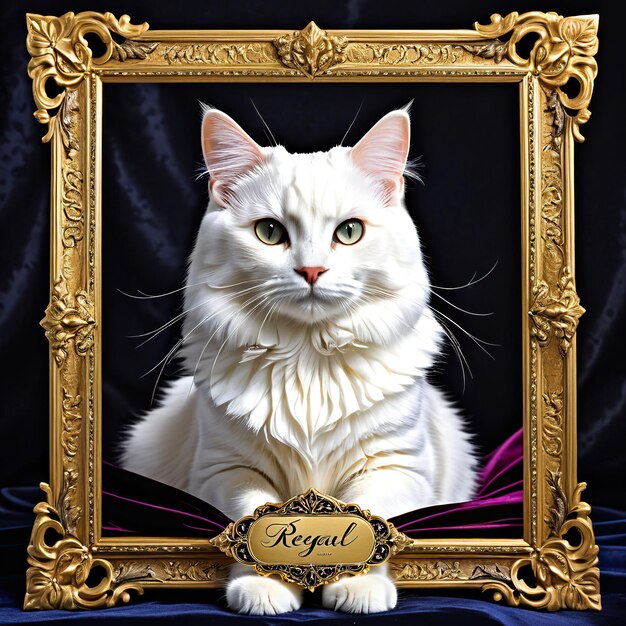 regal cat captured center frame in a commanding pose the title written in bold elegant ai generated