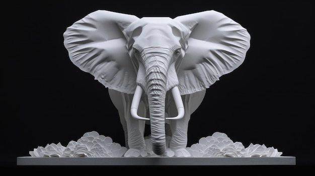 Regal elephant portrayed with majestic grace in layered paper art