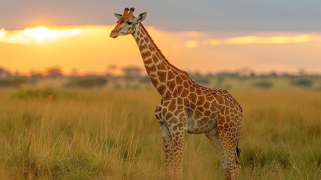 Regal Giraffe Herd on African Savannah