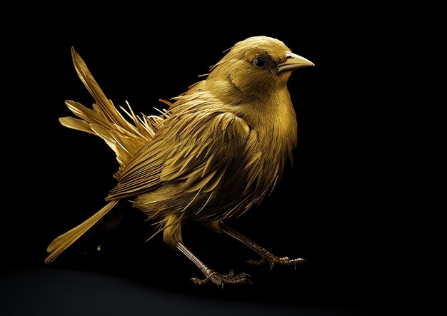 Regal Gold Bird on Pure Black Background