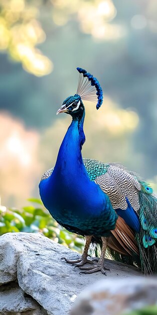 Photo regal peacock displaying vibrant colorful feathers