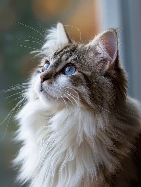 Photo regal ragamuffin cat with green eyes