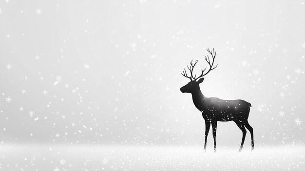 Photo reindeer silhouette in a snowy forest