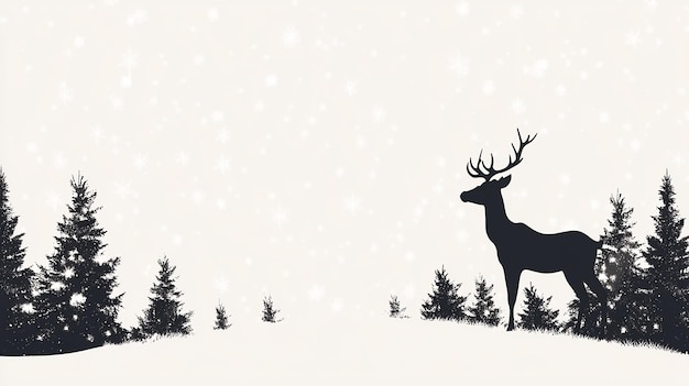 Reindeer Silhouette in a Snowy Forest