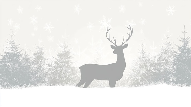 Reindeer Silhouette in a Snowy Forest