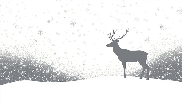 Reindeer Silhouette in a Snowy Forest