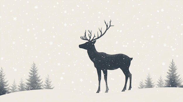 Reindeer Silhouette in a Snowy Forest