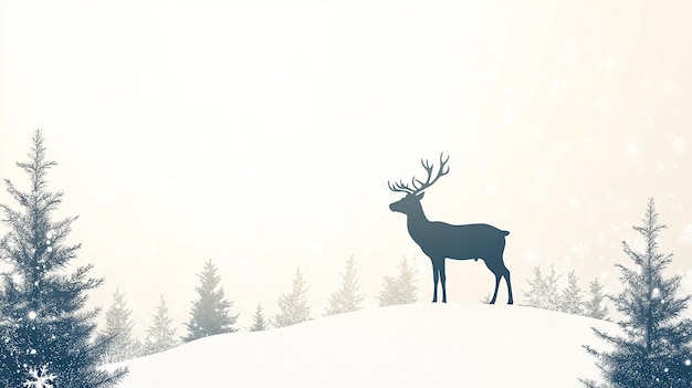 Reindeer Silhouette in a Snowy Forest