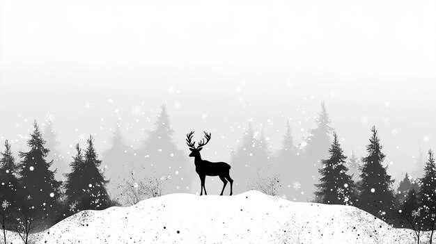 Photo reindeer silhouette in a snowy forest