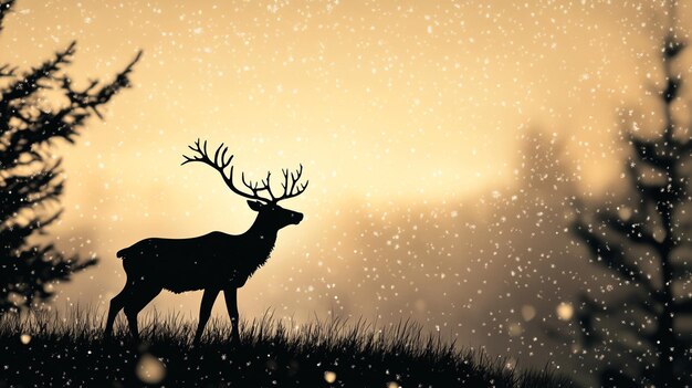 Photo reindeer silhouette