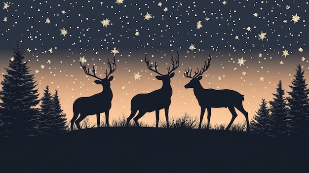 Photo reindeer silhouette