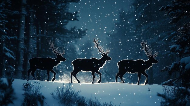 Photo reindeer silhouette