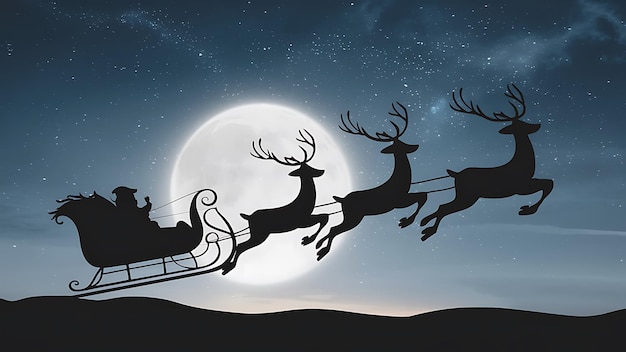 Photo a reindeer with a christmas tree on its back is flying in the sky