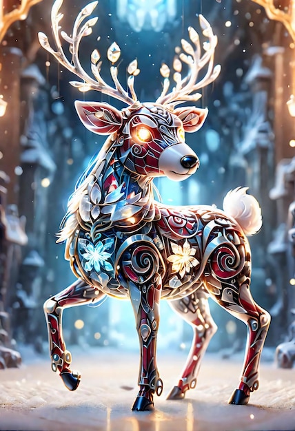 a reindeer with a snowflake on its back is shown in a picture