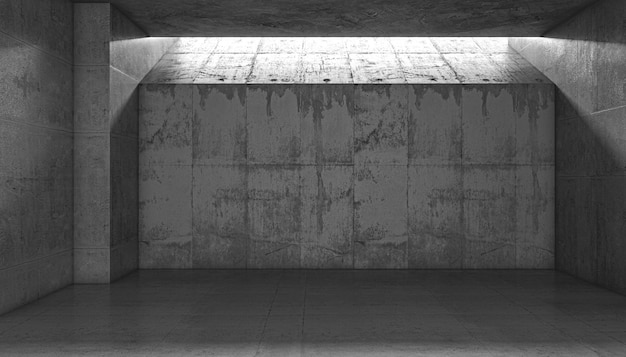 Reinforced concrete structure, interior with none. 3d render