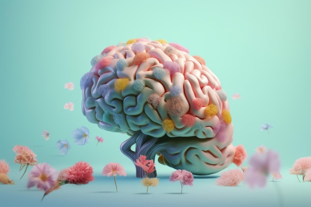 Relax human brain with flowers Generate Ai