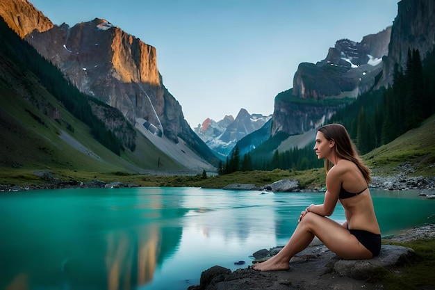 Relax and Unwind with This Amazing Lake View and a Beautiful Girl