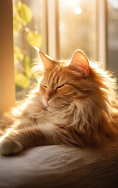 Relaxed Feline Enjoying the Window View