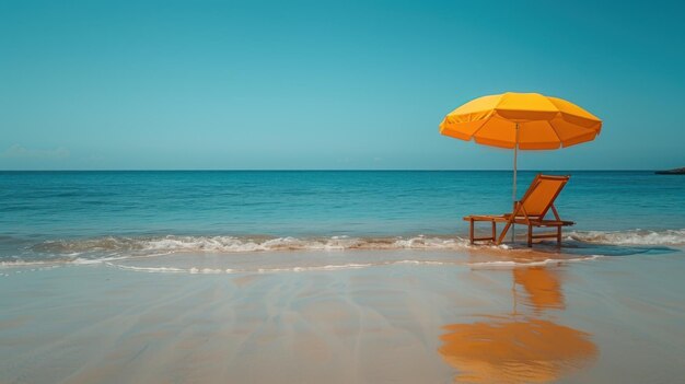 Relaxing Beach Day Person Lounging in Chair Under Umbrella on Clear Blue Sky Day Photography with Sony A7R IV 50mm f12 Lens