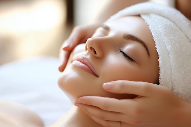 A relaxing facial treatment session at a serene spa with soothing ambiance during the daytime