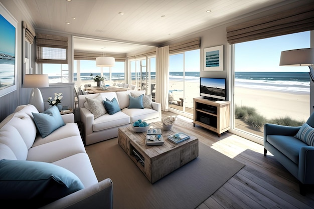 A Relaxing Luxury Beach House Apartment Beside a Beach With Open Windows