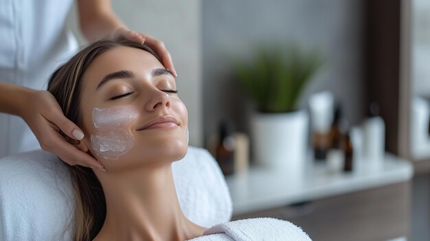 Relaxing Skincare Treatment with Facial Cream Application